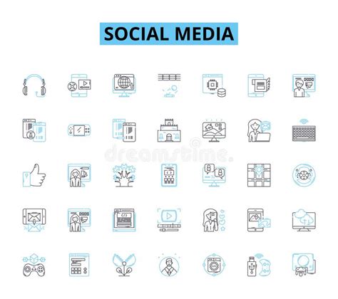 Social Media Linear Icons Set Innovation Sharing Virality Nerking