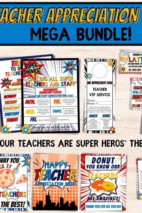 Teacher Appreciation Week Printable Editable Super Hero Comic Etsy In