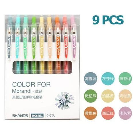 STYLO Salt Color 9 PCS Ensemble De Stylos Gel Colorés 9 Pièces 0 5mm