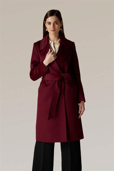 Plum Wool Wrap Coat Jaeger High Fashion Street Style Wool Wrap