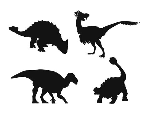 Conjunto De Siluetas Vectoriales Aisladas De Dinosaurios Vector Premium