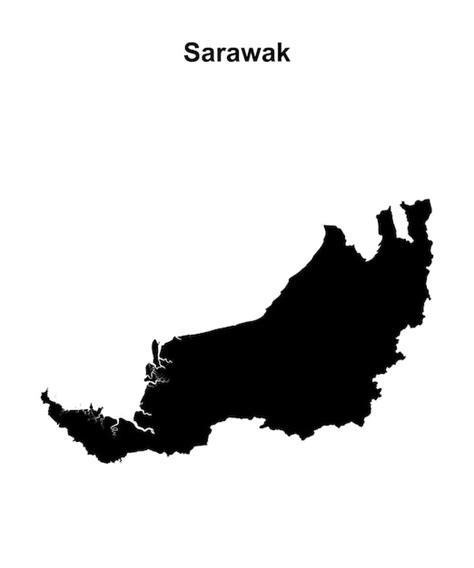 Premium Vector Sarawak State Blank Outline Map