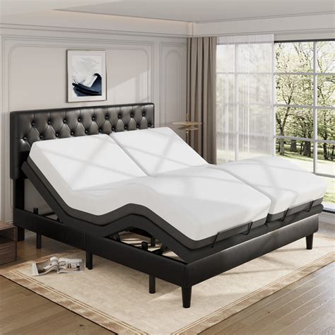 Allewie Upholstered Split King Size Adjustable Bed Base Frame With