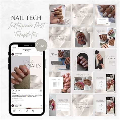 Nail Tech Instagram Posts Silk Beige Nails Instagram Templates