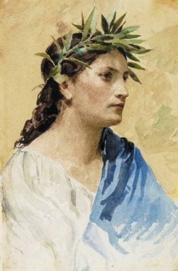 Woman With Laurel Wreath Painting Albert Anker Oil Paintings