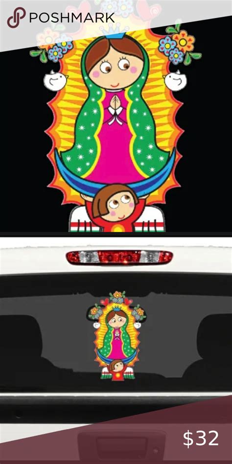 Virgen De Guadalupe Cartoon Decal Car Window Laptop Vinyl Sticker Virgin Mary Vinyl Sticker