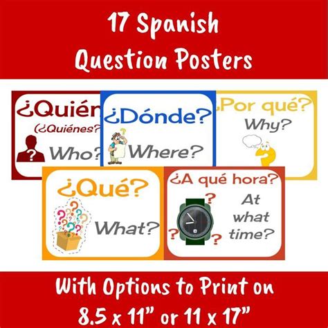 Printable Spanish Question Words Interrogatives Interrogativos