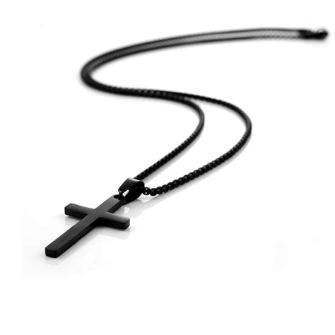 Black Cross Necklace For Men Mens Cross Necklaces Small Etsy