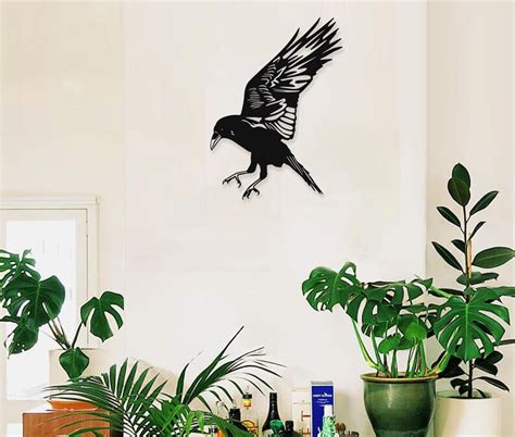 Raven Metal Wall Art Raven Wall Decor Crow Wall Art Decor Etsy