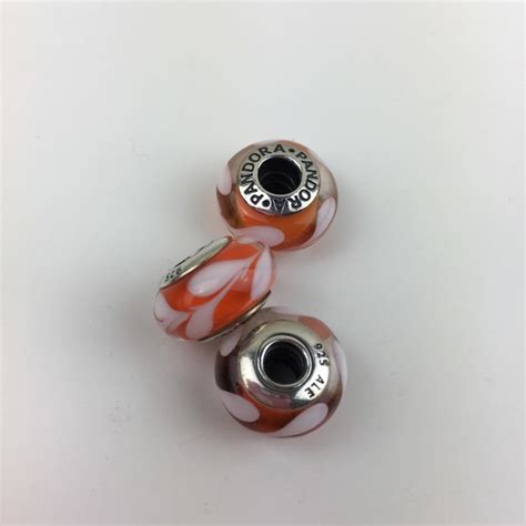 Pandora Jewelry Retired Ss Pandora Orange Swirl Murano Poshmark