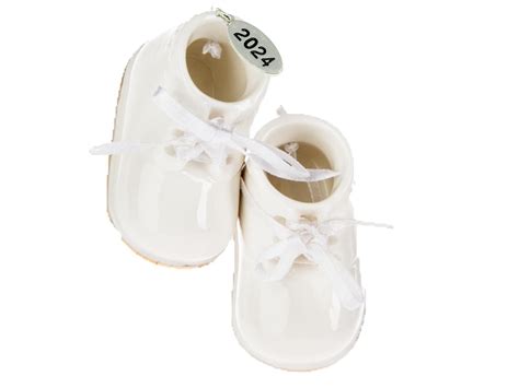 Ivory Baby Shoe Ornament Babys First Christmas Boy Or Girl Ornament