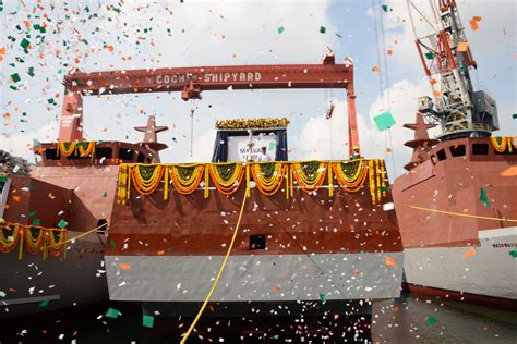 Cochin Shipyard Joint Launch Of Three ASW Ships SeaWaves Magazine