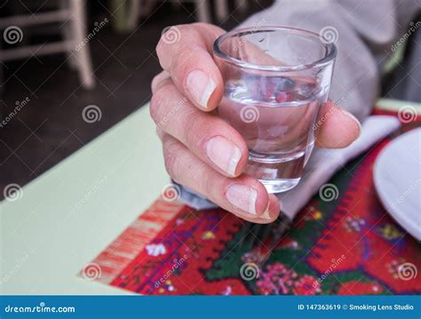 Woman Holding A Shot Glass In Restaurant Stock Image Image Of Alcohol