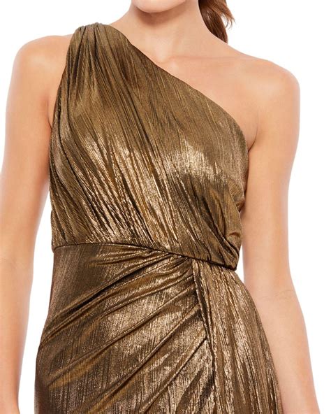 Mac Duggal Synthetic Metallic One Shoulder Gown Lyst