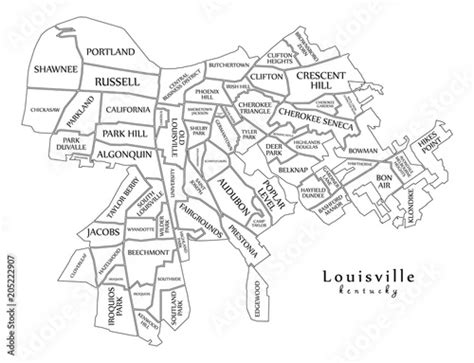 Modern City Map - Louisville Kentucky city of the USA with ...