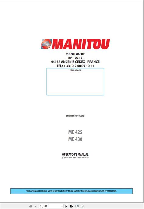 Manitou Forklift Me Me Operator S Manual En Auto Repair