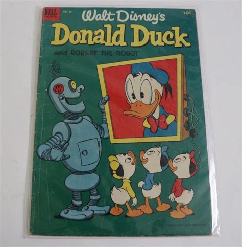 Walt Disneys Donald Duck 28 Robot Cover VTG 1953 Golden Age Dell