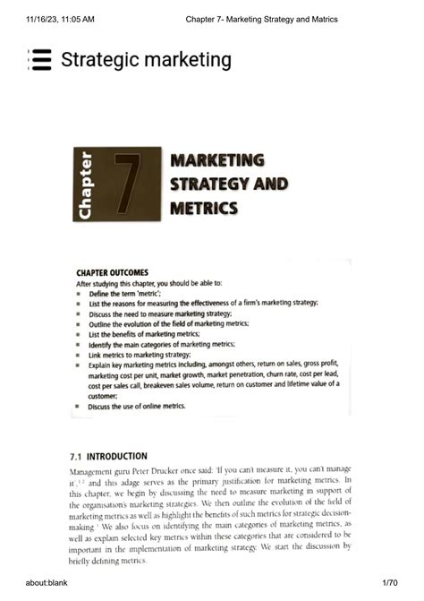 SOLUTION: Chapter 7 marketing strategy and matrics - Studypool