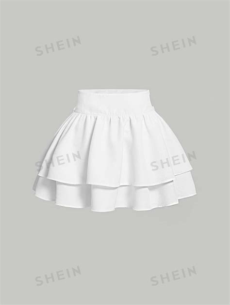 Shein Mod Solid Ruffle Hem Skirt Shein Uk