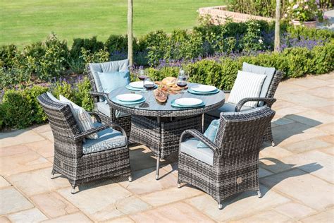 Maze Rattan Texas 4 Seat Round Dining Set Grey The Clearance Zone