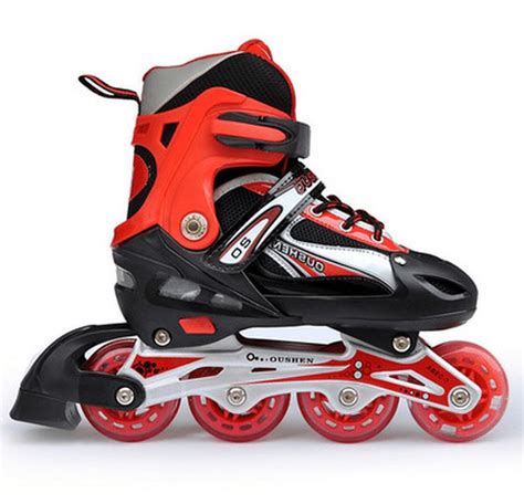 Unisex Adjustable Four Flashing Wheels Skates Shoes Wear Resisting