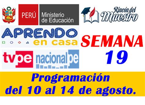 Programe La Semana 19 De Aprendo En Casa TELEVISOR Y Radio