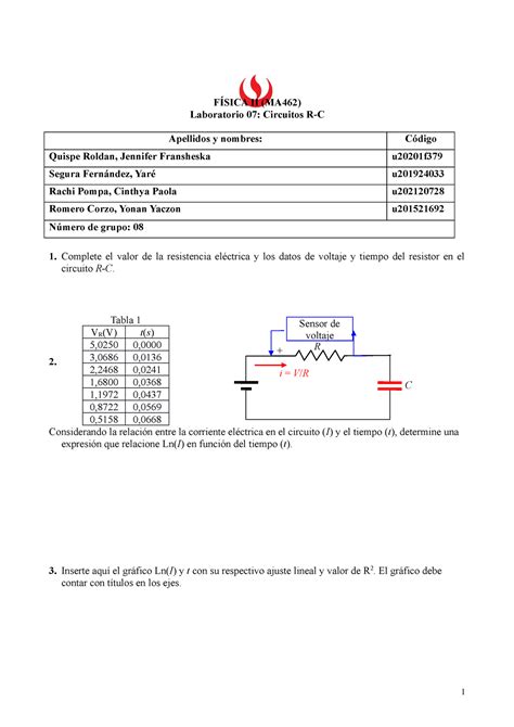 Reporte de laboratorio 07 de Física II FÍSICA II MA462 Laboratorio