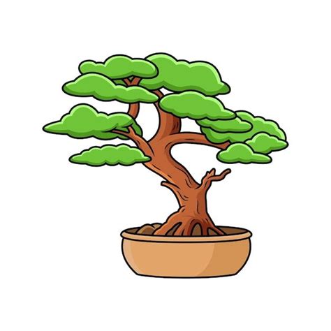 Illustration Of Bonsai Tree In Pot Premium Vector