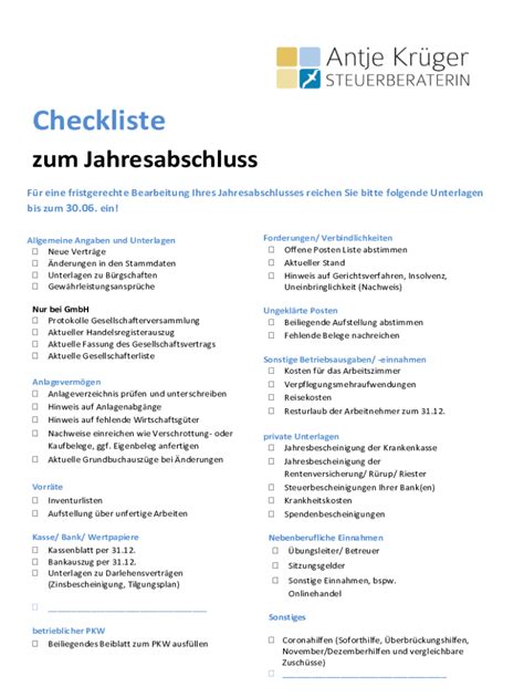 Ausfüllbar Online Mandanten Checkliste fr Vorbereitung der