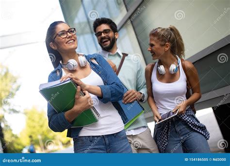 Group Of Friends Studying Together At University Campus Stock Image