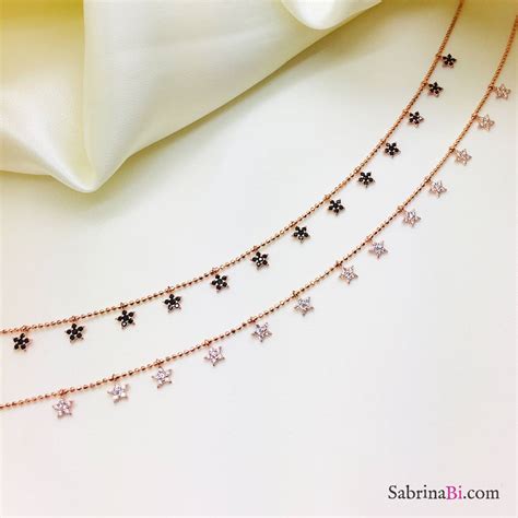 Collana Girocollo Argento Oro Rosa Stelline Zirconi Sabrinabi