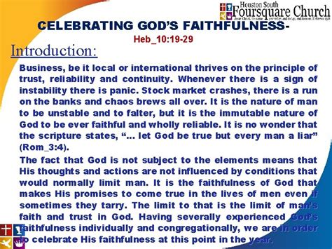 Celebrating Gods Faithfulness Introduction Heb10 19 29 Business