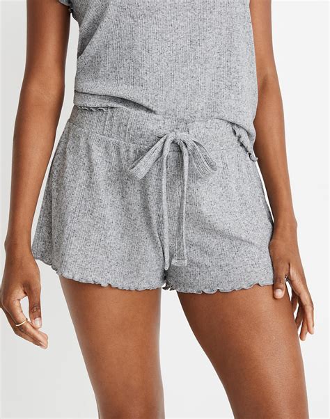 Madewell Ruffled Pajama Shorts In Gray Lyst