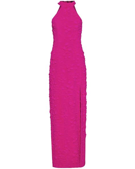 Patbo Neon Pink Jacquard Halter Neck Maxi Dress Stanley Korshak