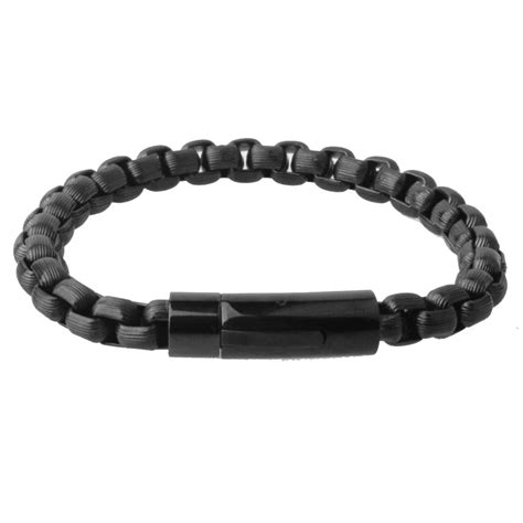 Classic Men Bracelet Black Color Thick Stainless Steel Bracelet Link ...