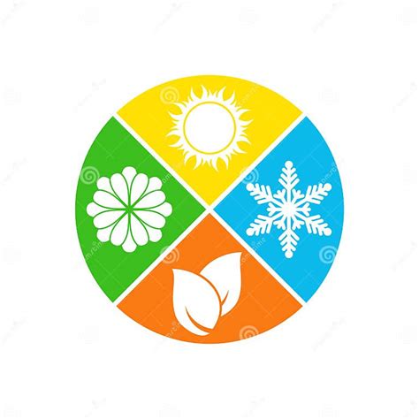 Four Seasons Symbols Concept Design Isolated On White Background Stock Vector Illustration Of