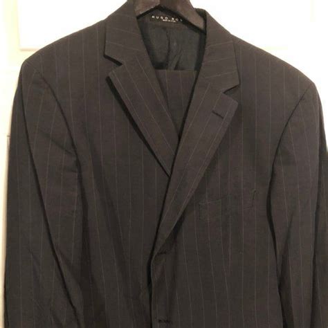 Hugo Boss Navy Rossellini Movie Cotton Suit With White Pinstripes L