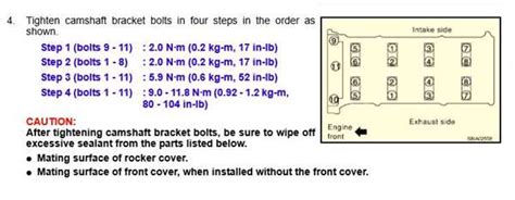 What The Torque Is In The Camshaft For A Nissan Altima 25 L Fixya