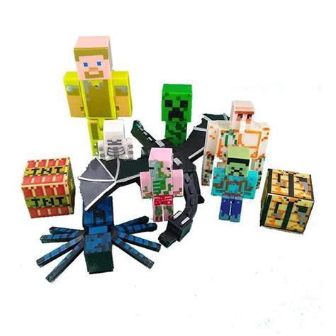 Kit Cartelado Minecraft 3 Bonecos Dragão Creeper Aranha Submarino