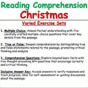 Christmas Reading Comprehension Passage And Questions Winter Activities