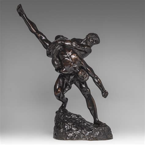 Lot Jef Lambeaux Les Lutteurs Dark Patinated Bronze H