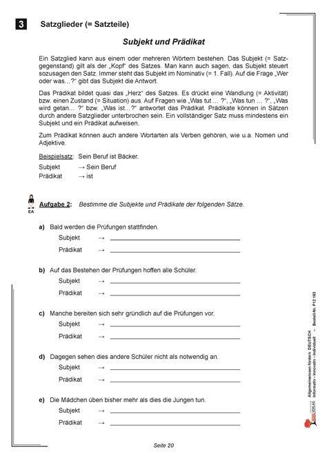 Allgemeinwissen Fördern Deutsch Satzglieder