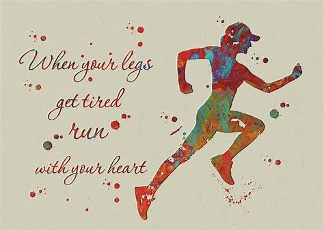 Female Runner Watercolor Print Running Quote When Your Legs Get Tired