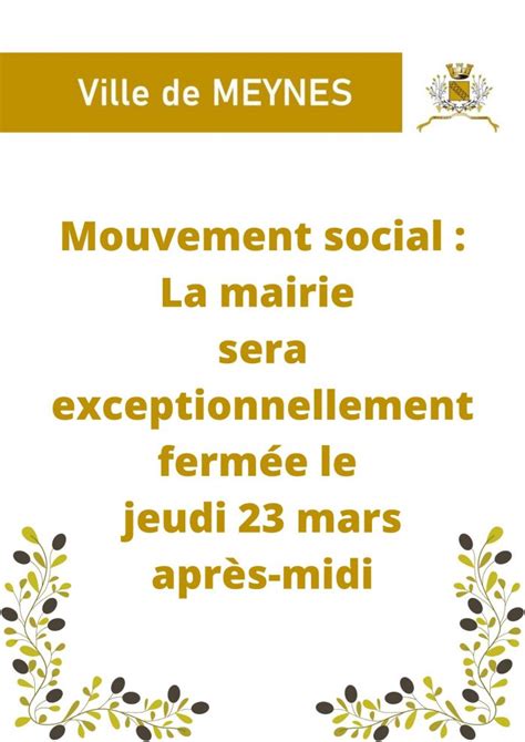 MOUVEMENT SOCIAL la mairie sera exceptionnellement fermée le jeudi 23