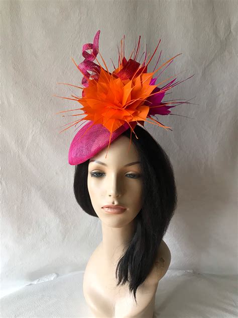 Hot Pink Fascinator With Veil Kentucky Derby Fuchsia Pink Fascinator