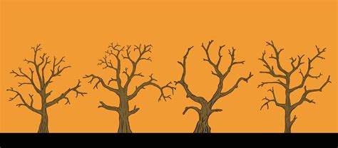 Simplicity Collection Of Halloween Dead Tree Freehand Drawing Flat