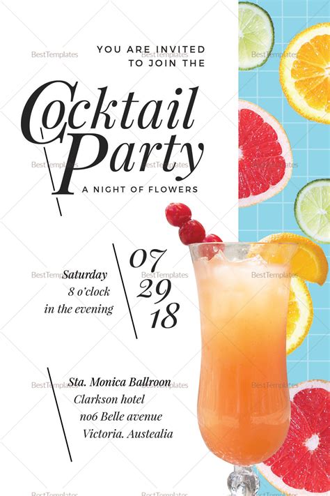 Cocktail Party Invitation Card Design Template In Psd Word Publisher Illustrator Indesign