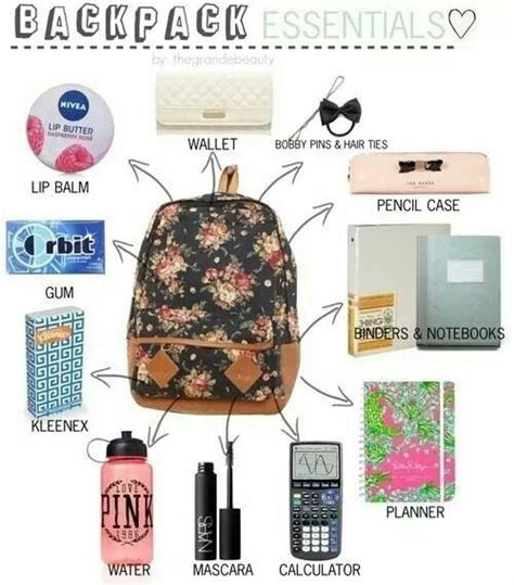 Backpack Essentials For Girls Back To School Supplies For Teens High