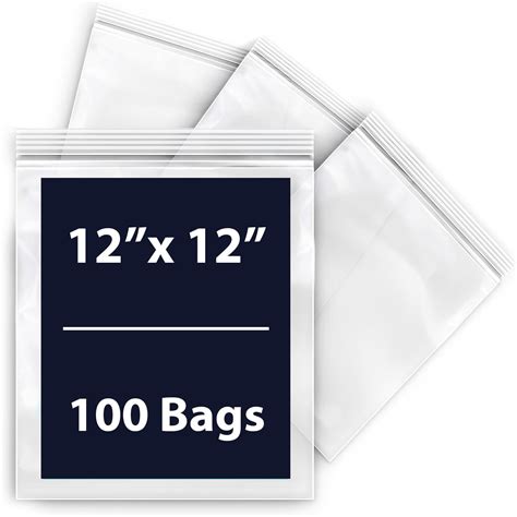 Reclosable Poly Bags 12x12 And 100 Bags 2 Mil Clear Plastic With Resealable Lock Seal Zipper