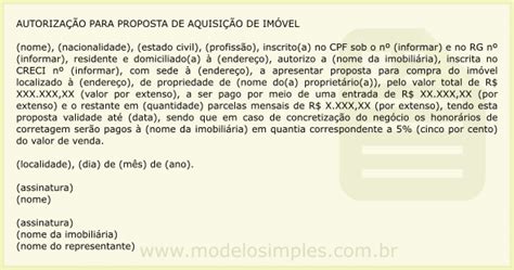 Exemplo De Carta De Proposta De Venda De Imovel Novo Exemplo